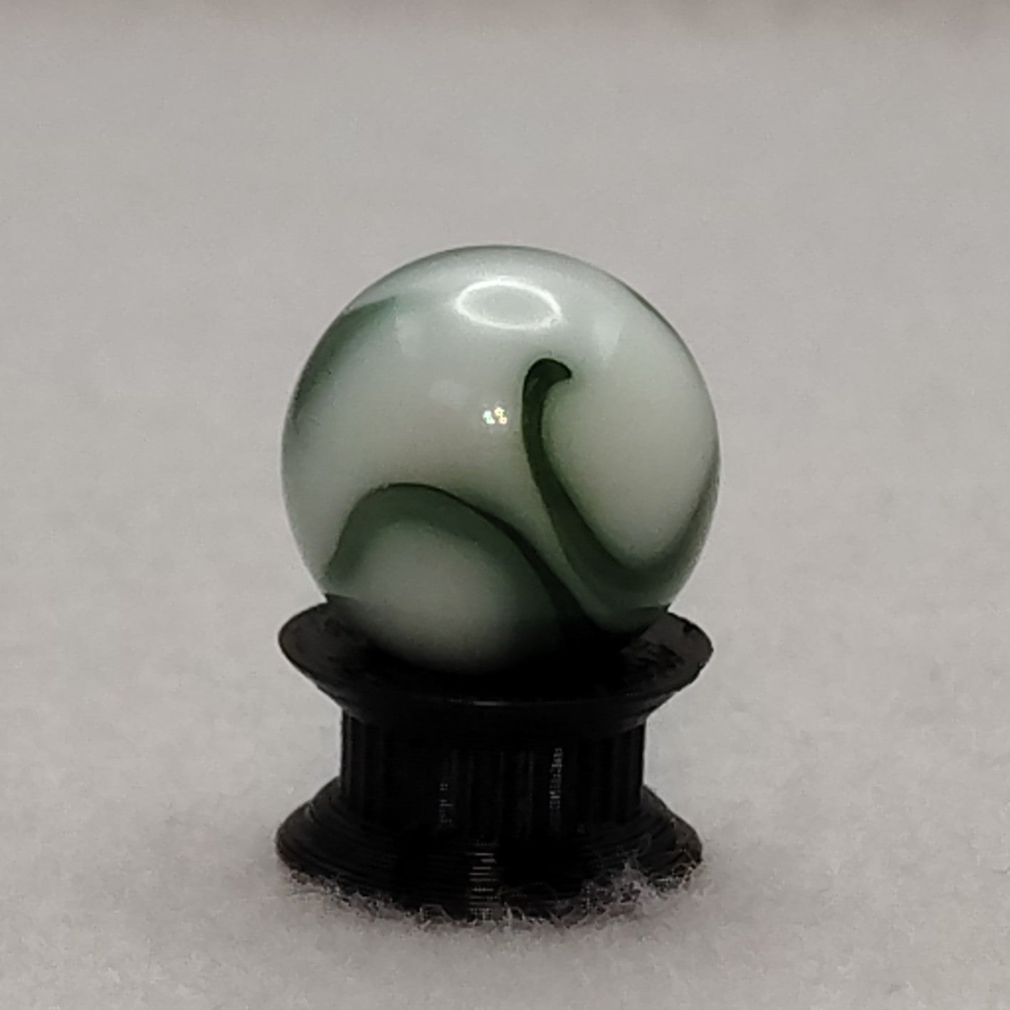 16mm Green & White Swirl Marble Alley? NM