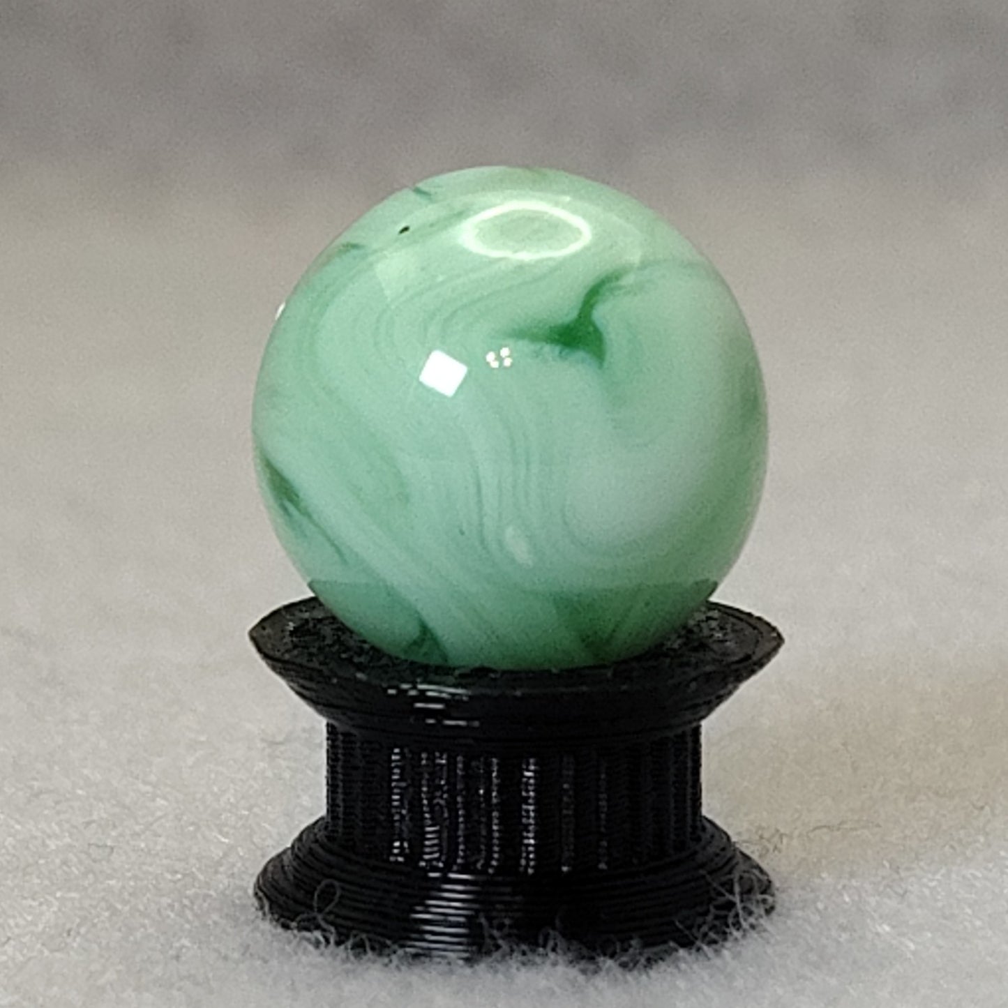 15.5mm Transparent Green & White Swirl Marble Champion? NM