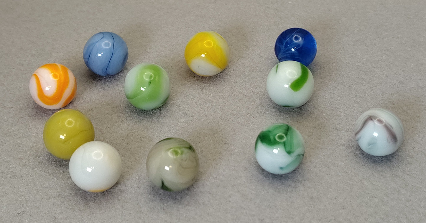 11pk random mix of Vintage Swirl Marbles 14-15.5mm NM-M
