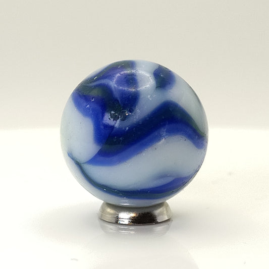 1" Alley Agate Flame Swirl Blue & Green on white NM-
