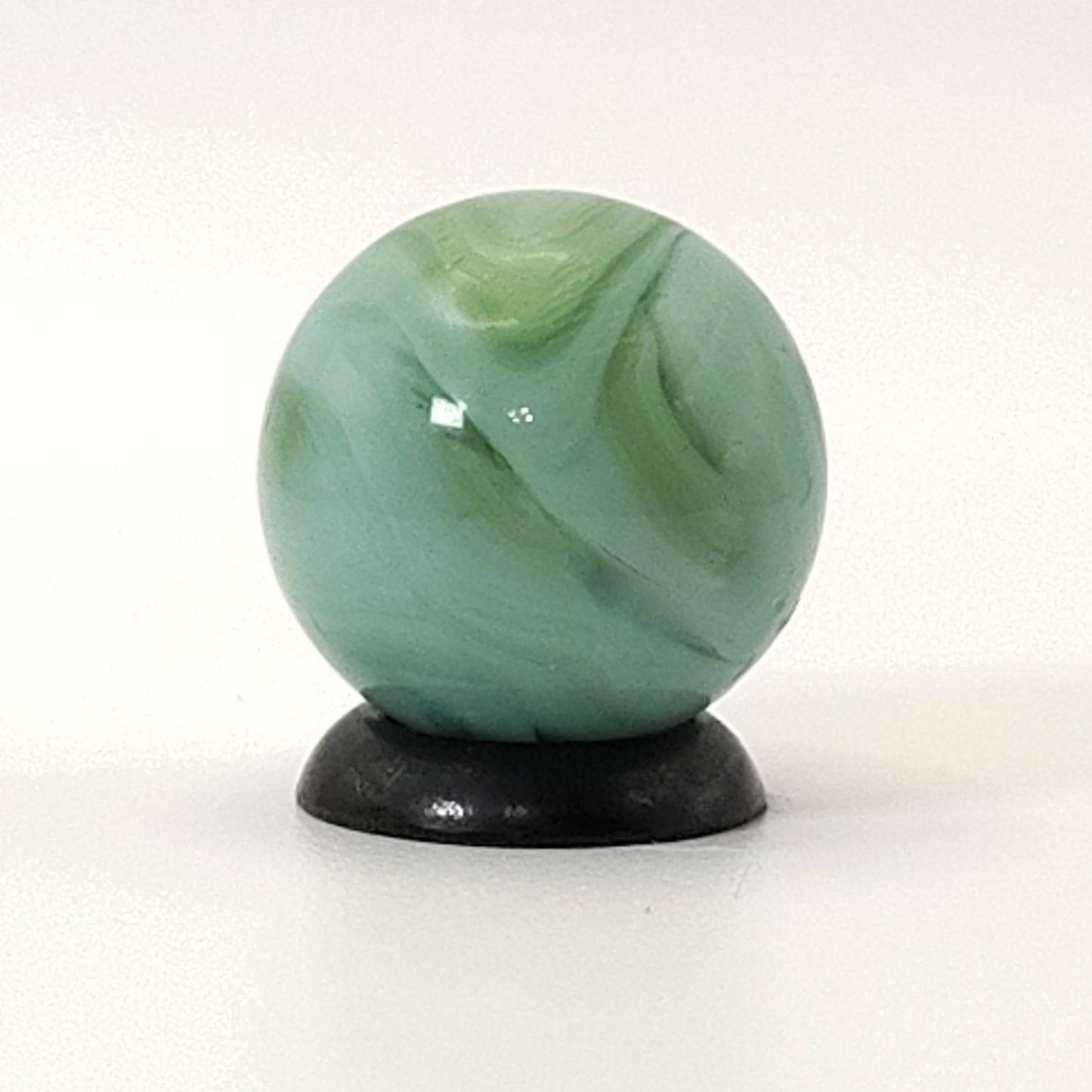 5/8" Swirl Marble Clear Base with green & blue ribbons NM