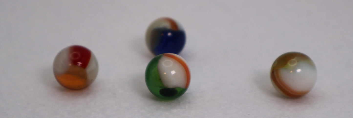 4pk 5/8" Vitro Agate Helmet Marbles variety of colors NM+ to M