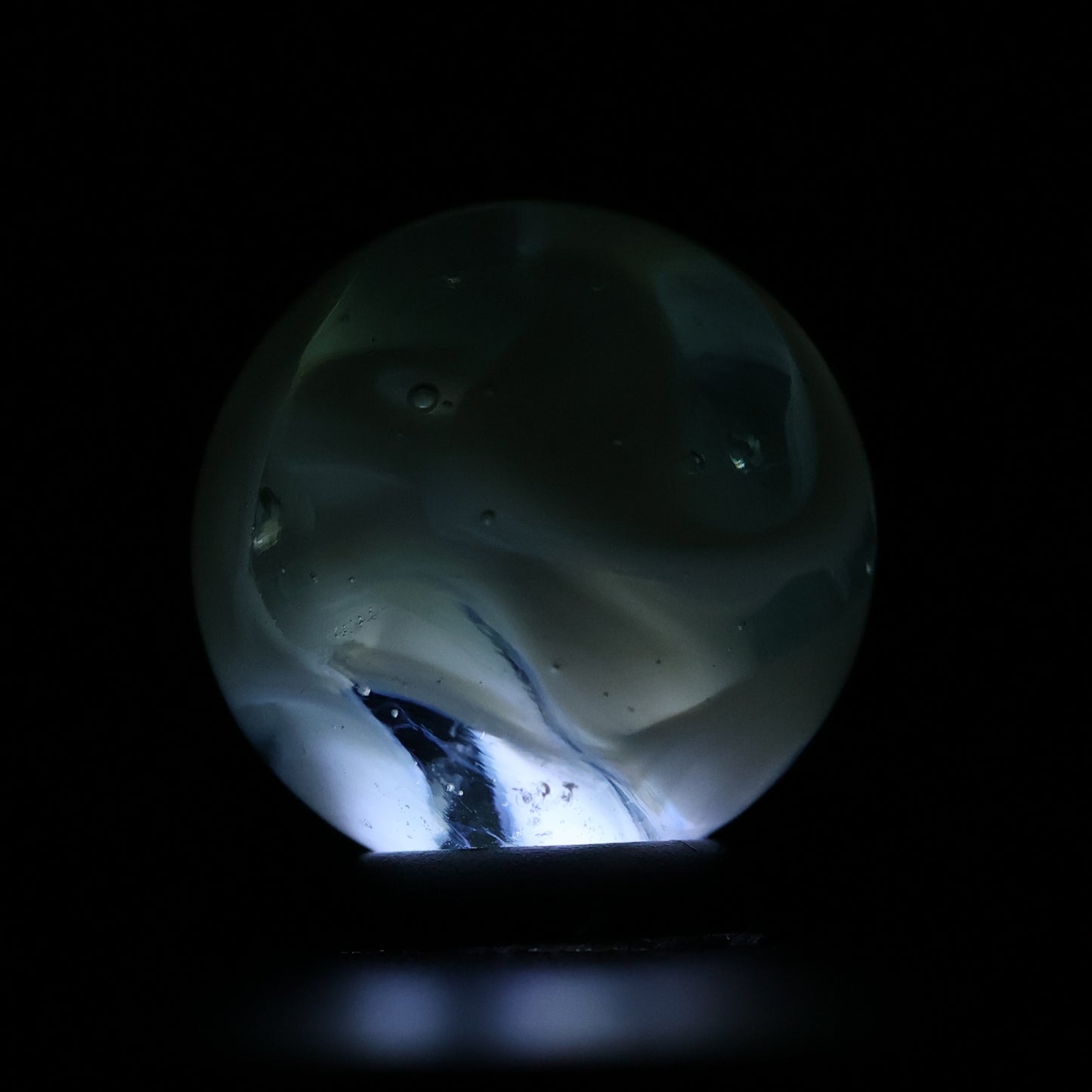 3/4" Translucent Blue Base with White Ribbons Marble NM+