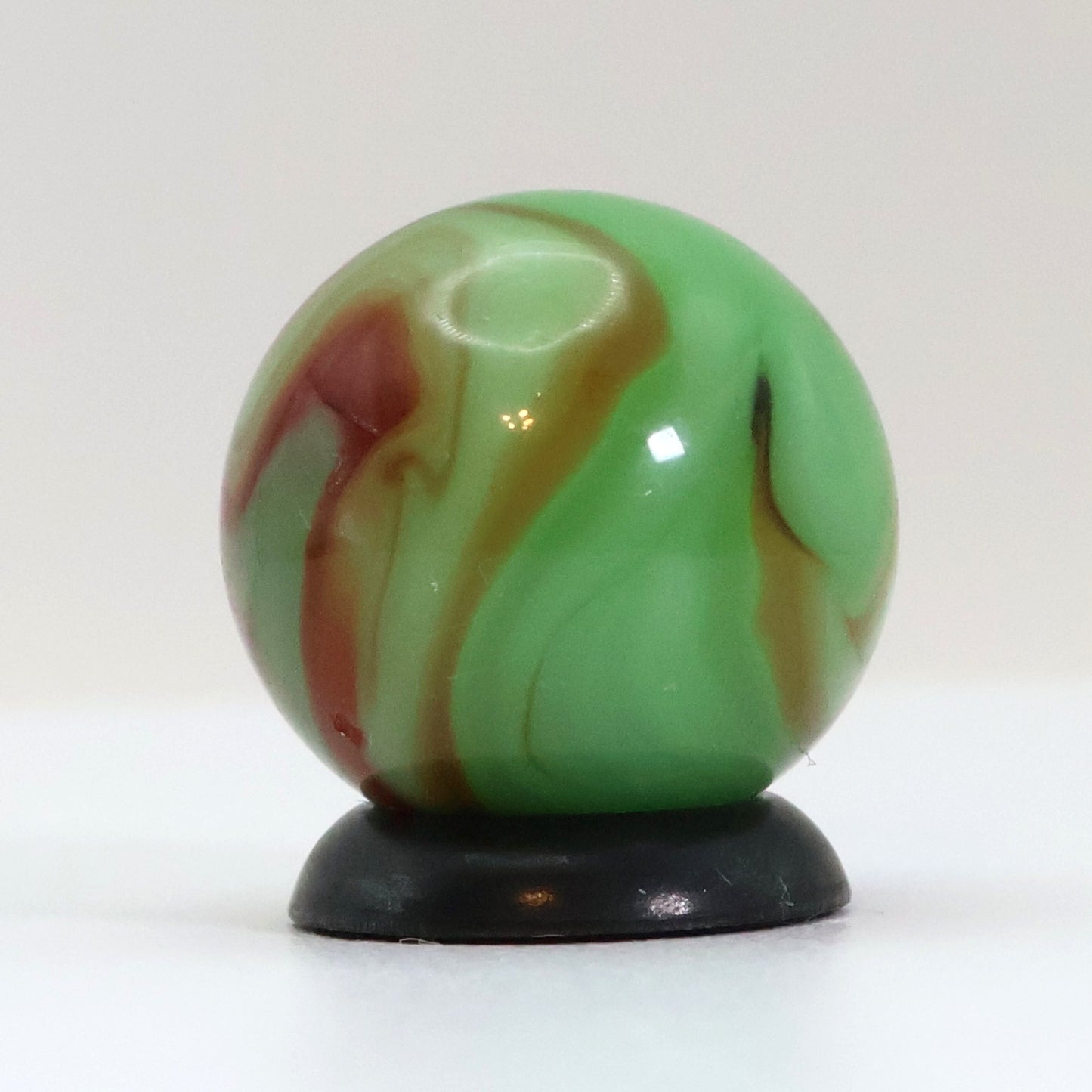 5/8" Swirl Marble Green Base with Tan & Red Ribbons M-