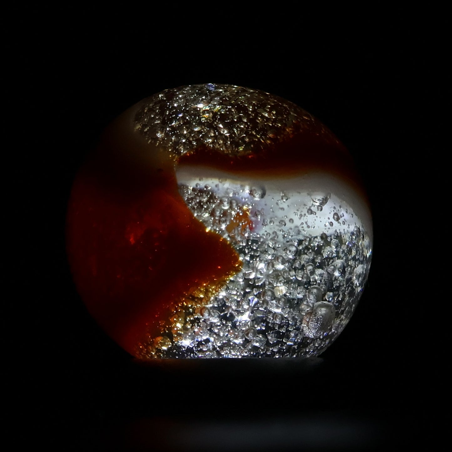 5/8" Clear Base Peltier Rainbo Seedy Orange & White NM+