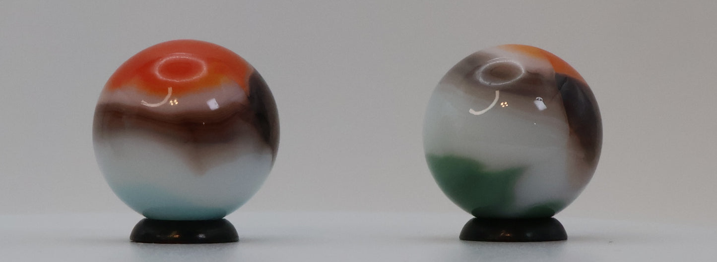3pk 7/8" Vitro Agate All Red Blackline shooters NM to NM+