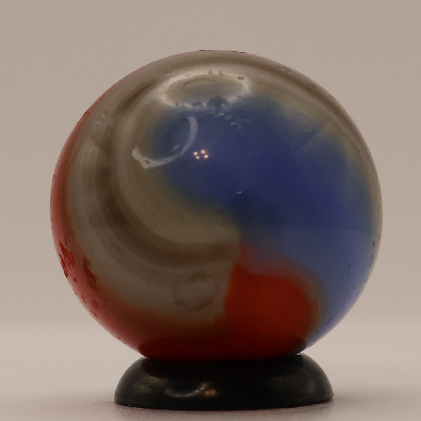 3/4" Akro Agate Marble Special Corkscrew, Red, Blue, Tan NM