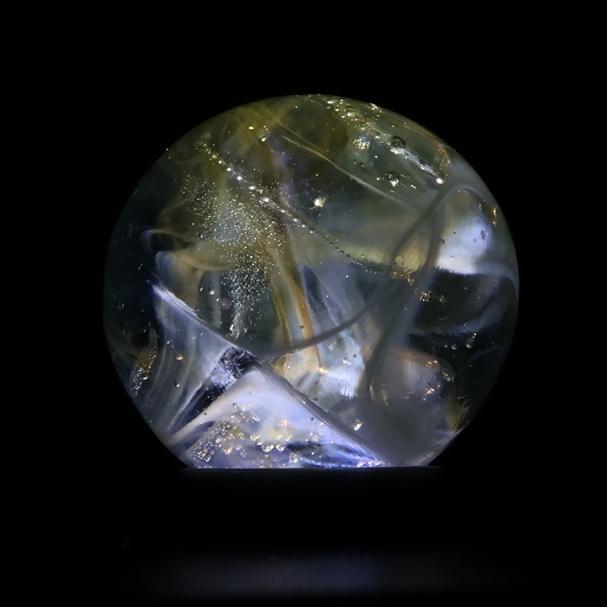 9/16" Clear & Yellow Swirl Marble UV MINT