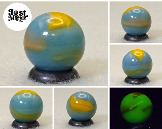 15.5mm Peltier Rainbo Marble Gray w/ Orange Ribbons UV M-
