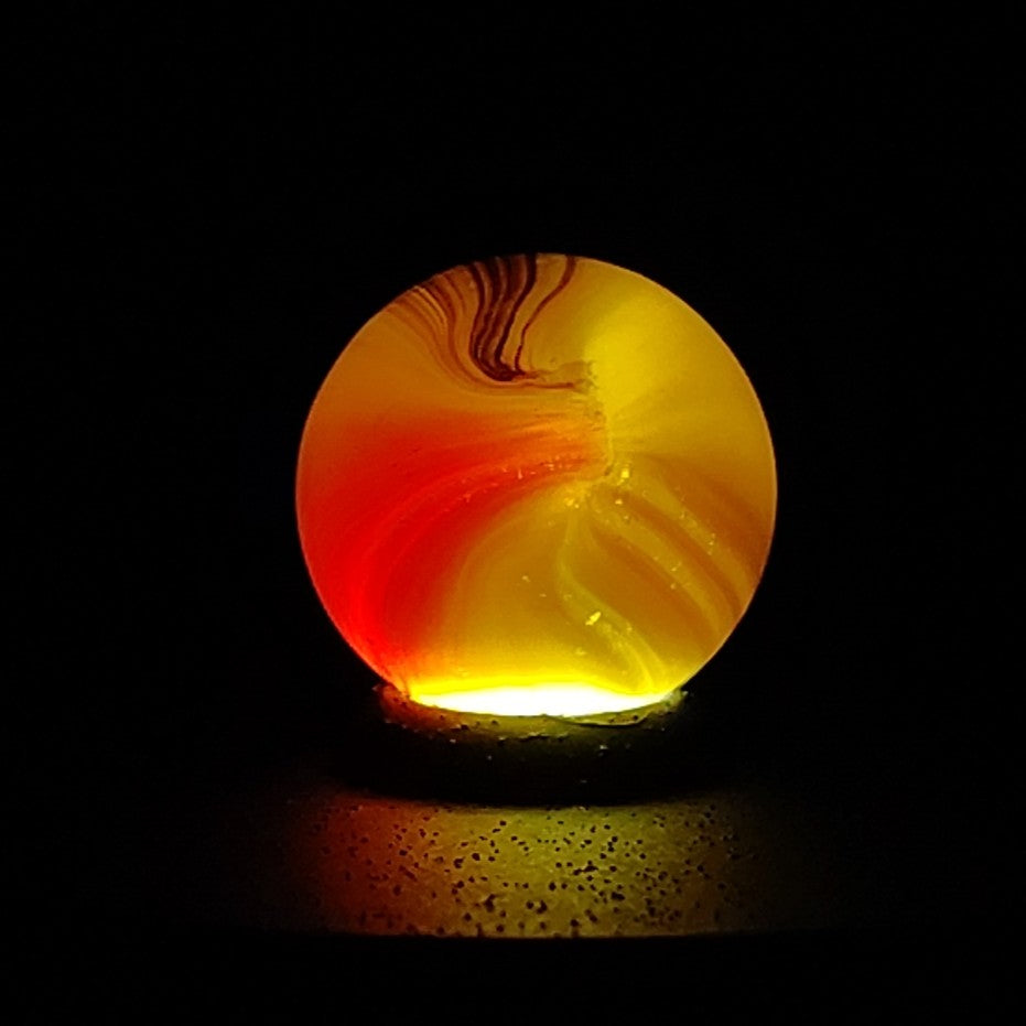 15.5mm Vintage Master Marble, Cloudy nice orange, yellow brown MINT