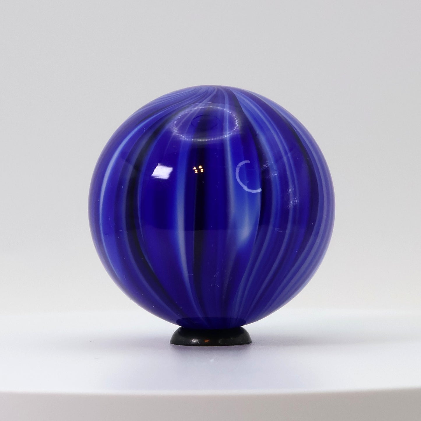 1 9/16" Unsigned Handmade Contemporary Marble- cobalt blue & white spiral M-