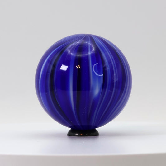 1 9/16" Unsigned Handmade Contemporary Marble- cobalt blue & white spiral M-