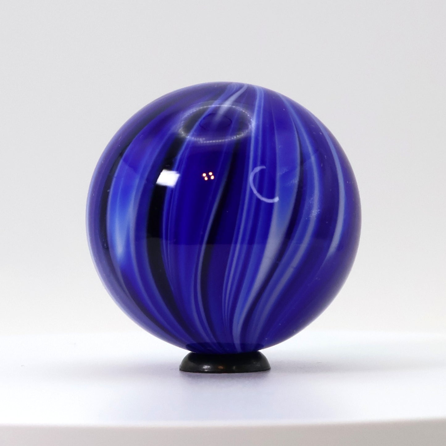 1 9/16" Unsigned Handmade Contemporary Marble- cobalt blue & white spiral M-