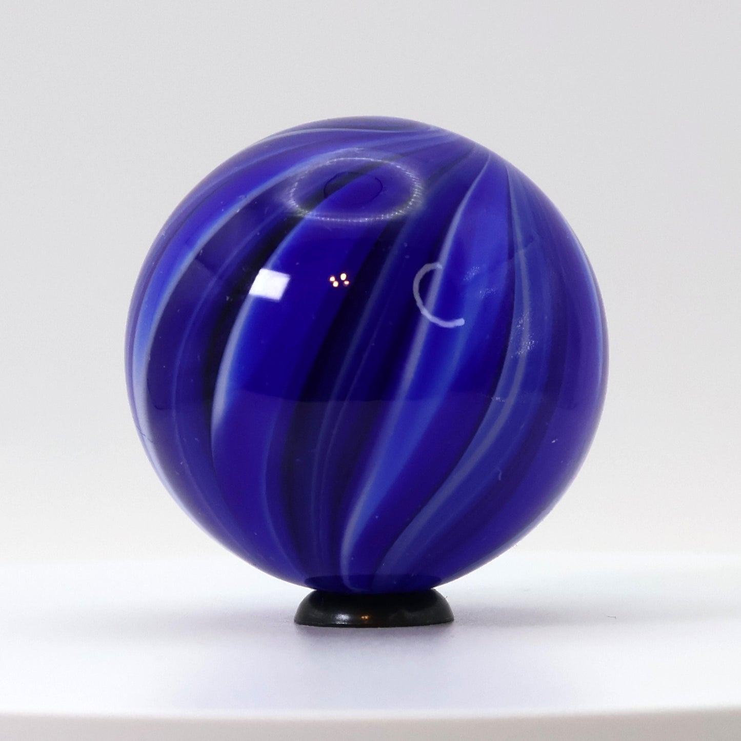 1 9/16" Unsigned Handmade Contemporary Marble- cobalt blue & white spiral M-