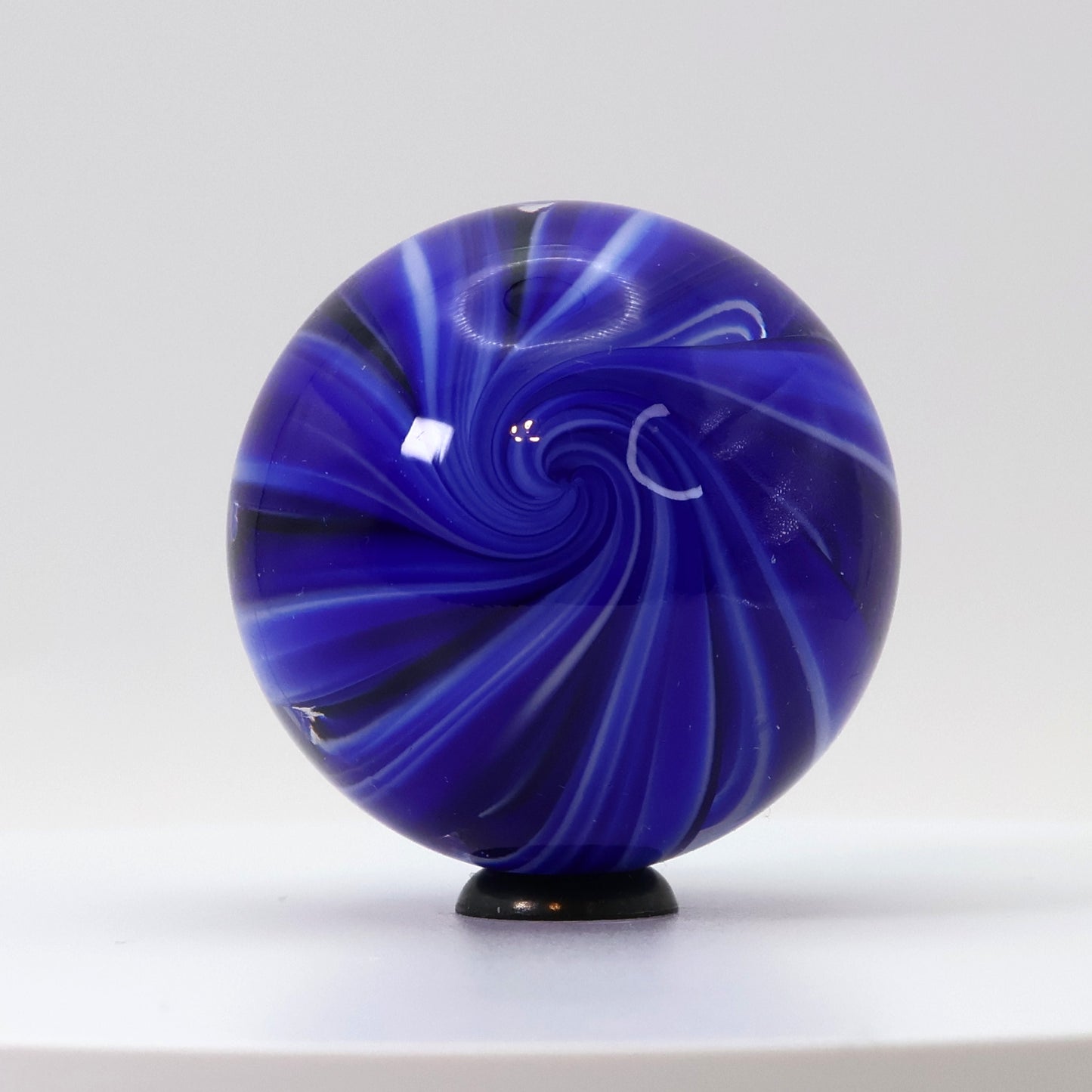 1 9/16" Unsigned Handmade Contemporary Marble- cobalt blue & white spiral M-
