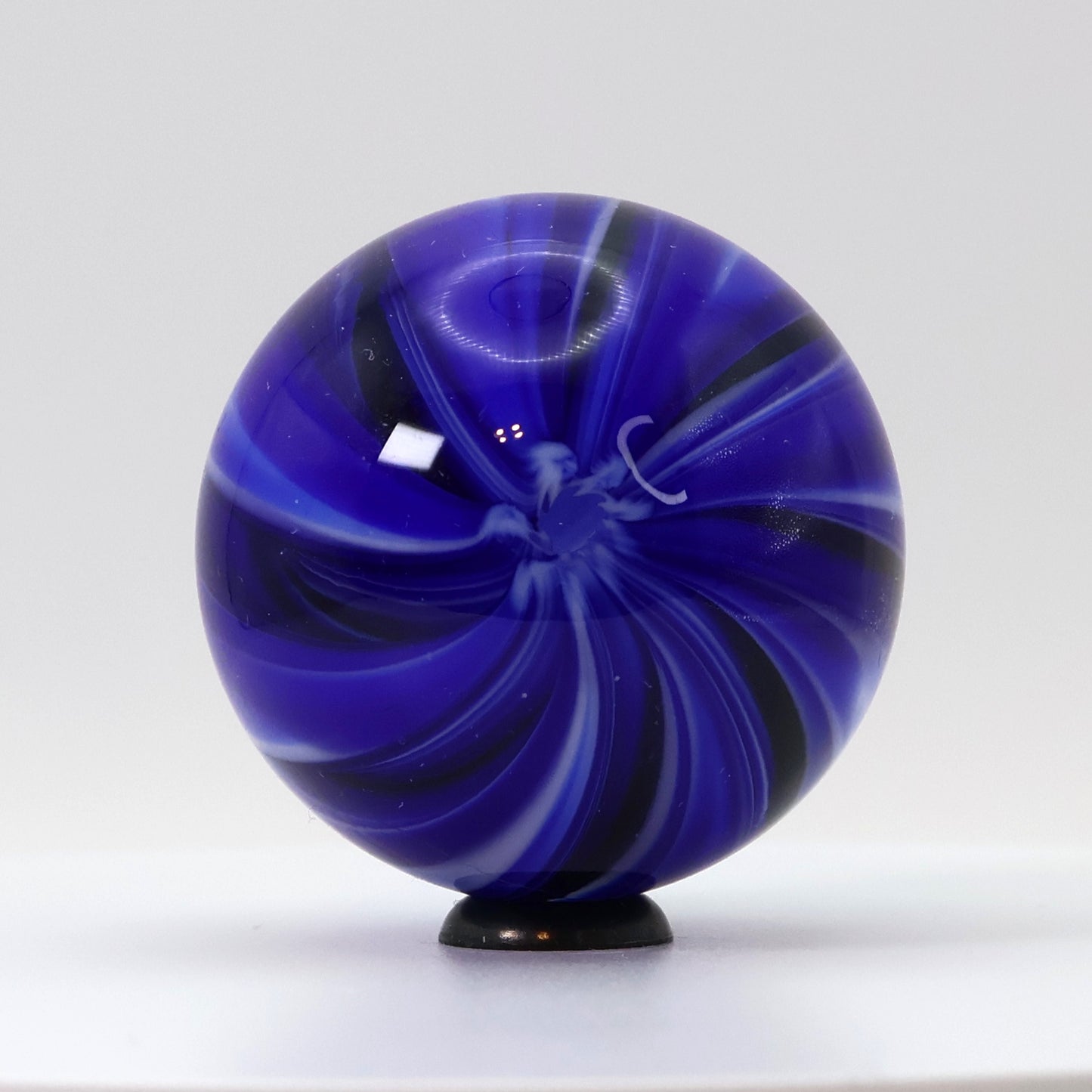 1 9/16" Unsigned Handmade Contemporary Marble- cobalt blue & white spiral M-