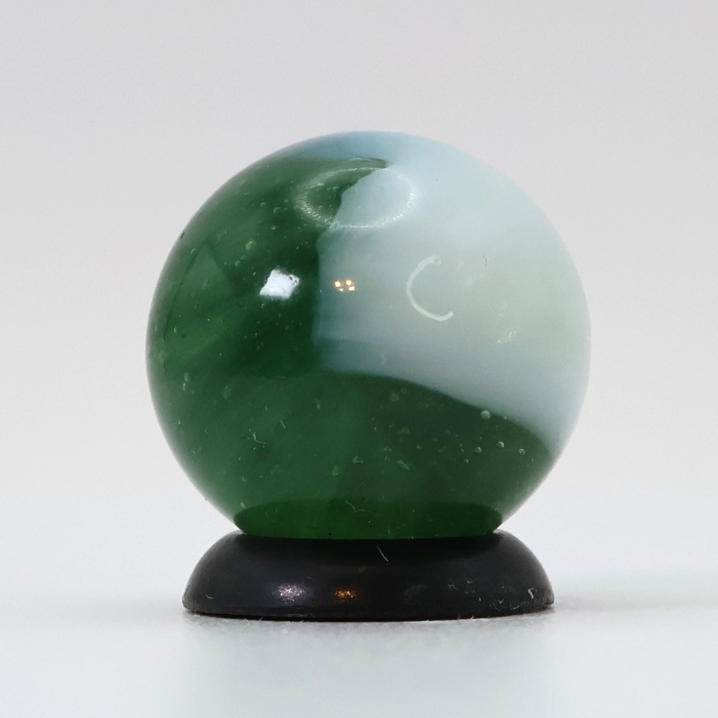 5/8" Akro Agate Patch Marble Green Translucent Base & White NM+
