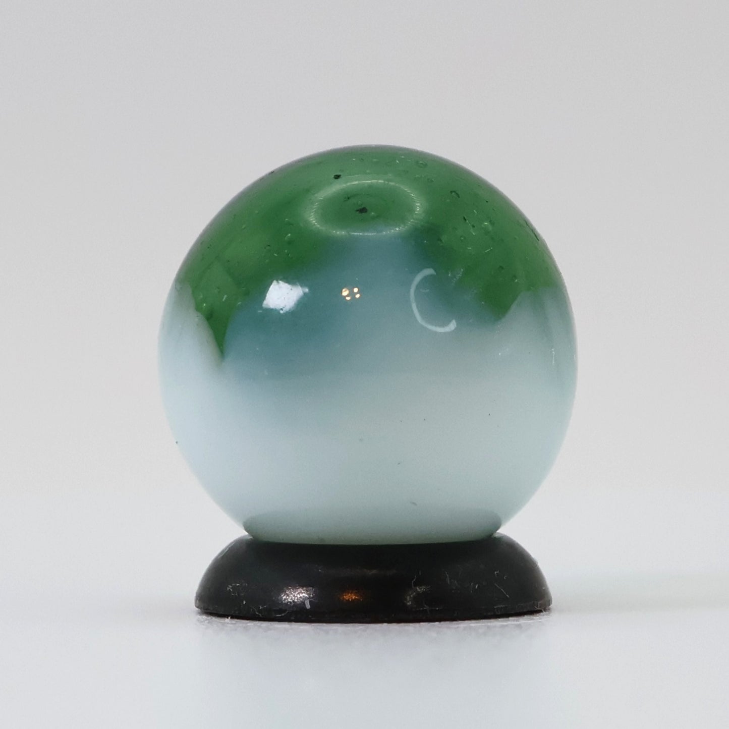 5/8" Akro Agate Patch Marble Green Translucent Base & White NM+