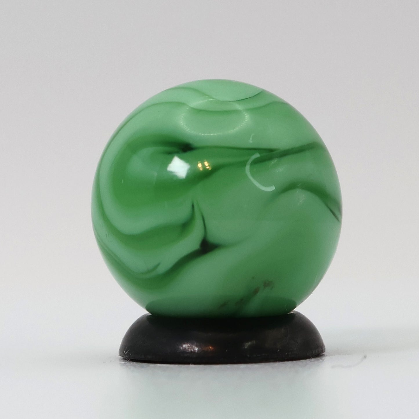 5/8" Swirl Marble Clear Base w/ Green Ribbons NM++