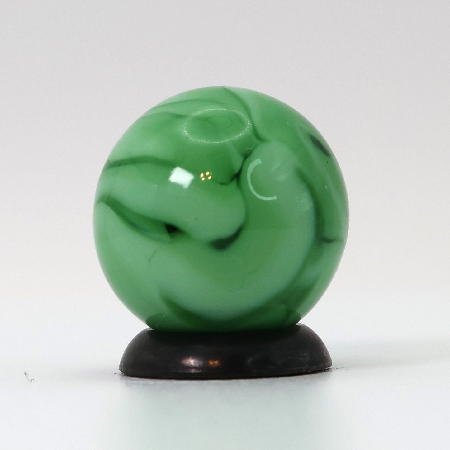 5/8" Swirl Marble Clear Base w/ Green Ribbons NM++