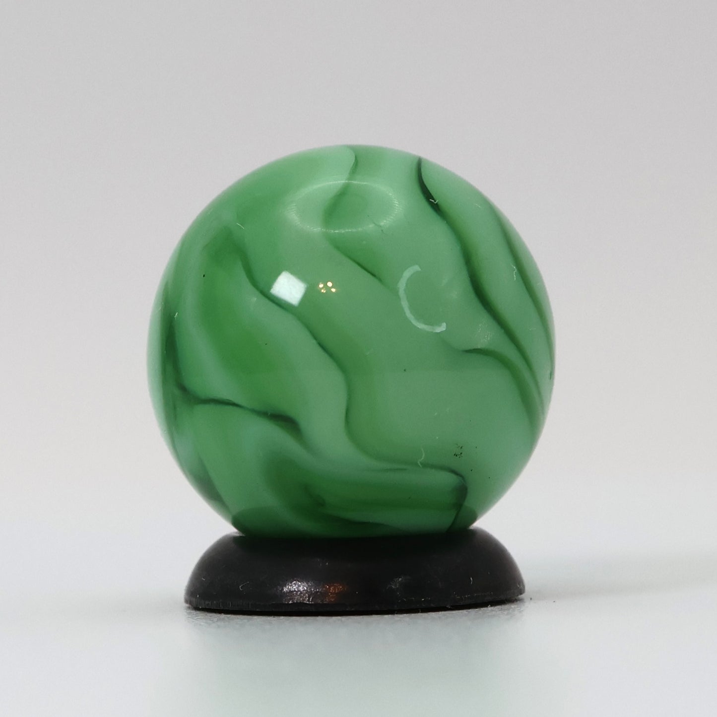 5/8" Swirl Marble Clear Base w/ Green Ribbons NM++