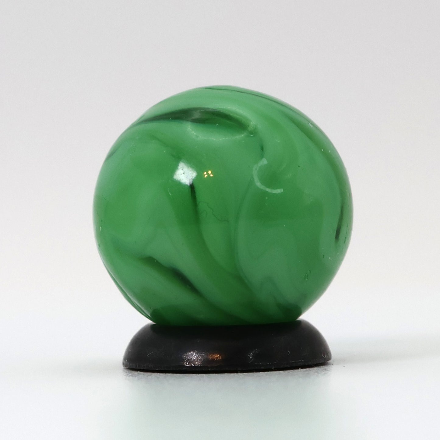 5/8" Vtg Swirl Marble - Busy Pattern Translucent Base w Green Ribbons M-