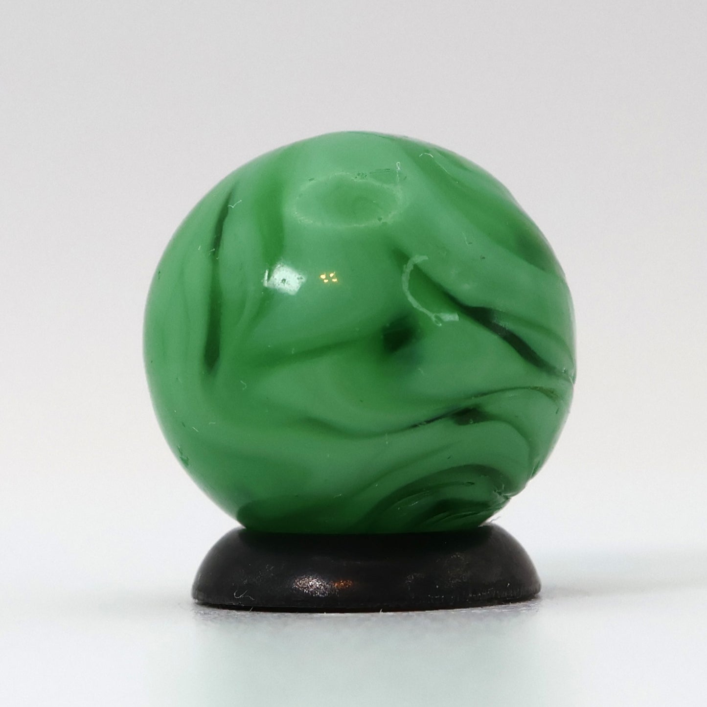 5/8" Vtg Swirl Marble - Busy Pattern Translucent Base w Green Ribbons M-
