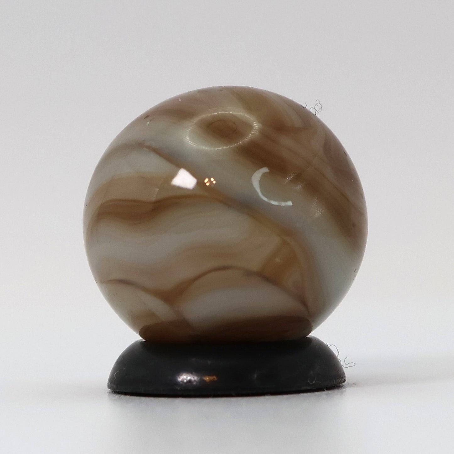 VINTAGE 5/8" Swirl Marble Translucent brown & white ribbons in clear base M-