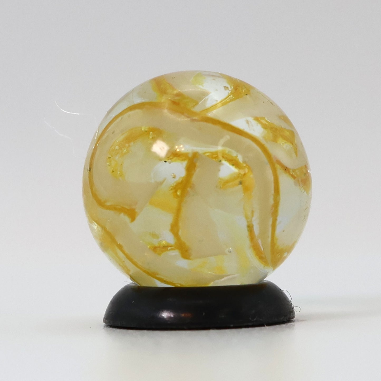 5/8" VINTAGE Veiligglas Marble Orange & White Ribbons UV MINT