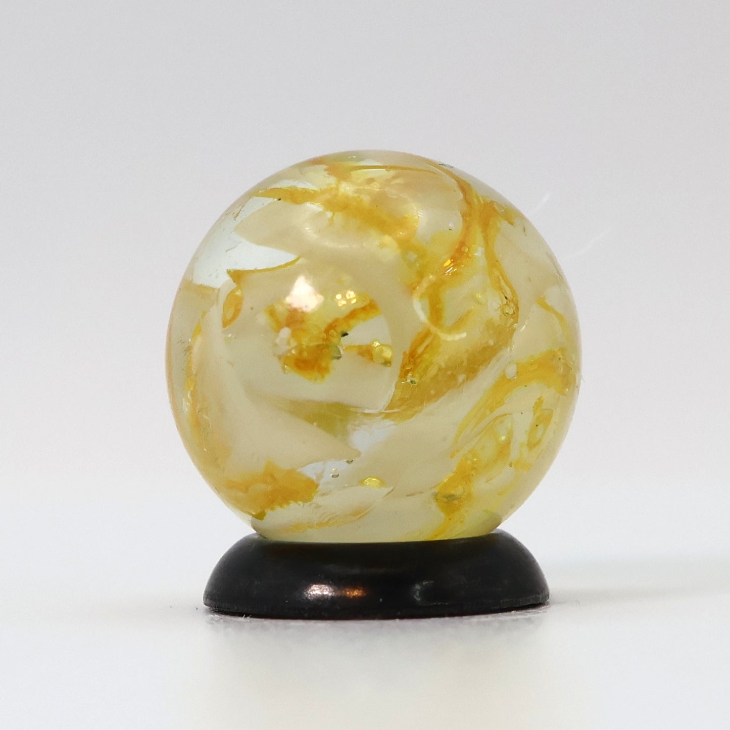 5/8" VINTAGE Veiligglas Marble Orange & White Ribbons UV MINT