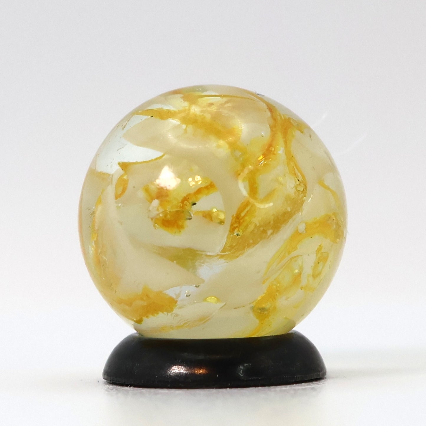 5/8" VINTAGE Veiligglas Marble Orange & White Ribbons UV MINT
