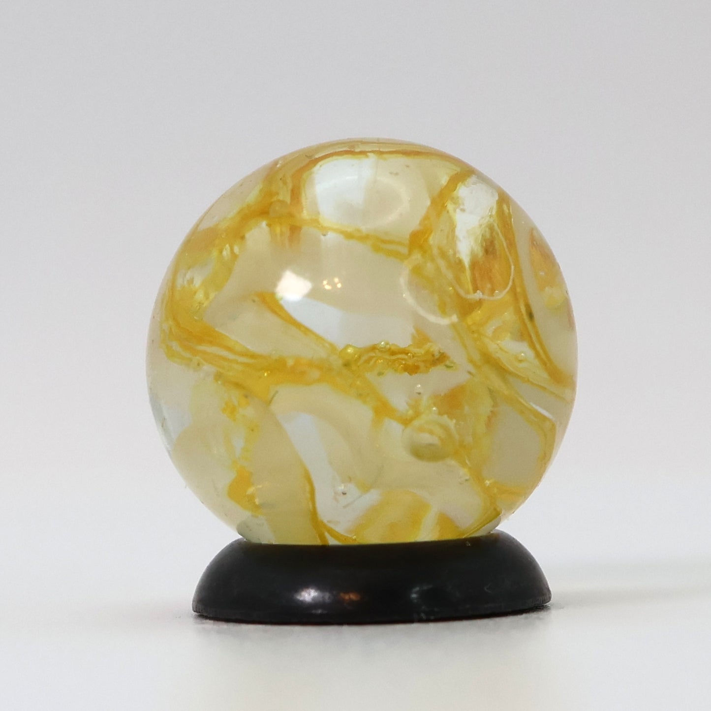 5/8" VINTAGE Veiligglas Marble Orange & White Ribbons UV MINT