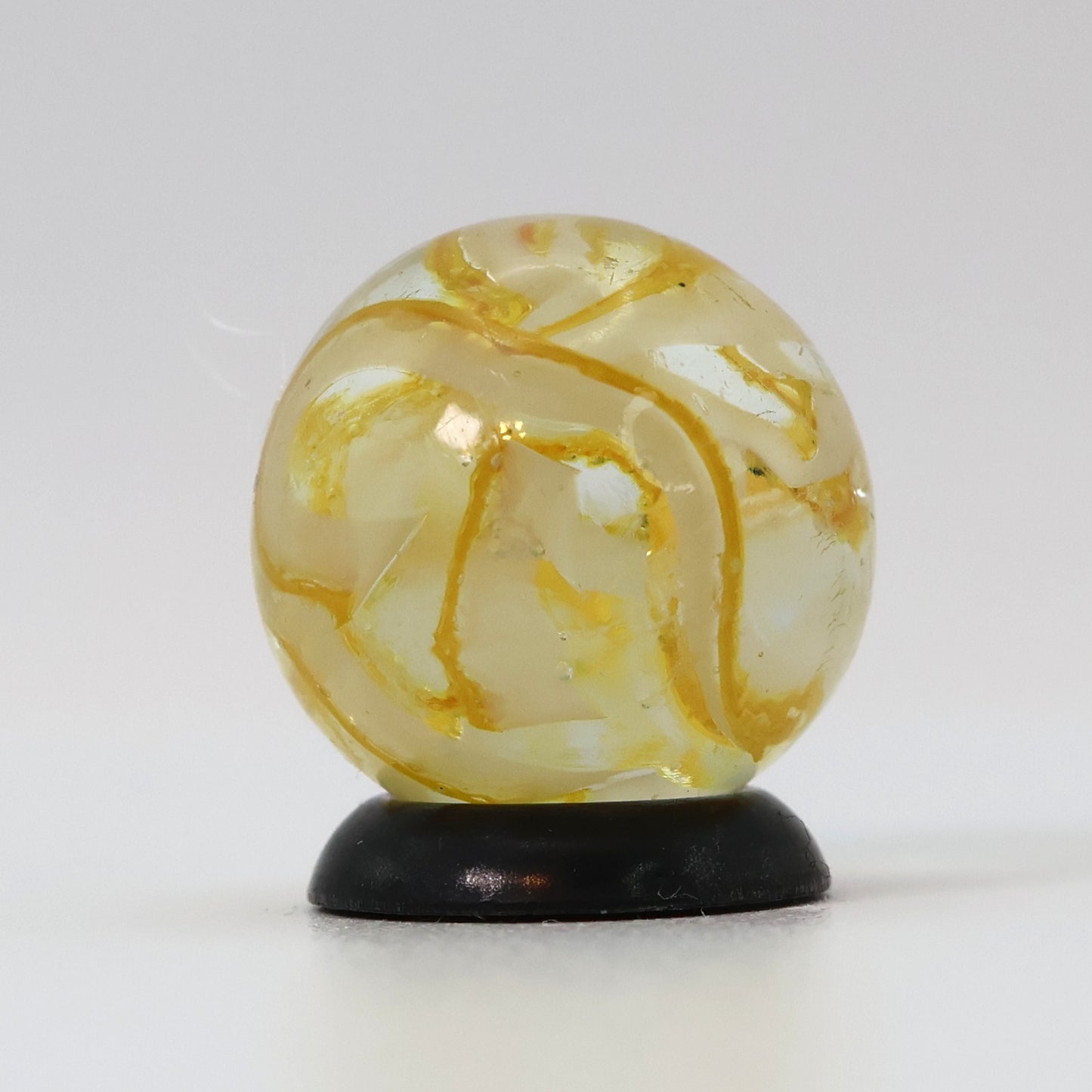 5/8" VINTAGE Veiligglas Marble Orange & White Ribbons UV MINT