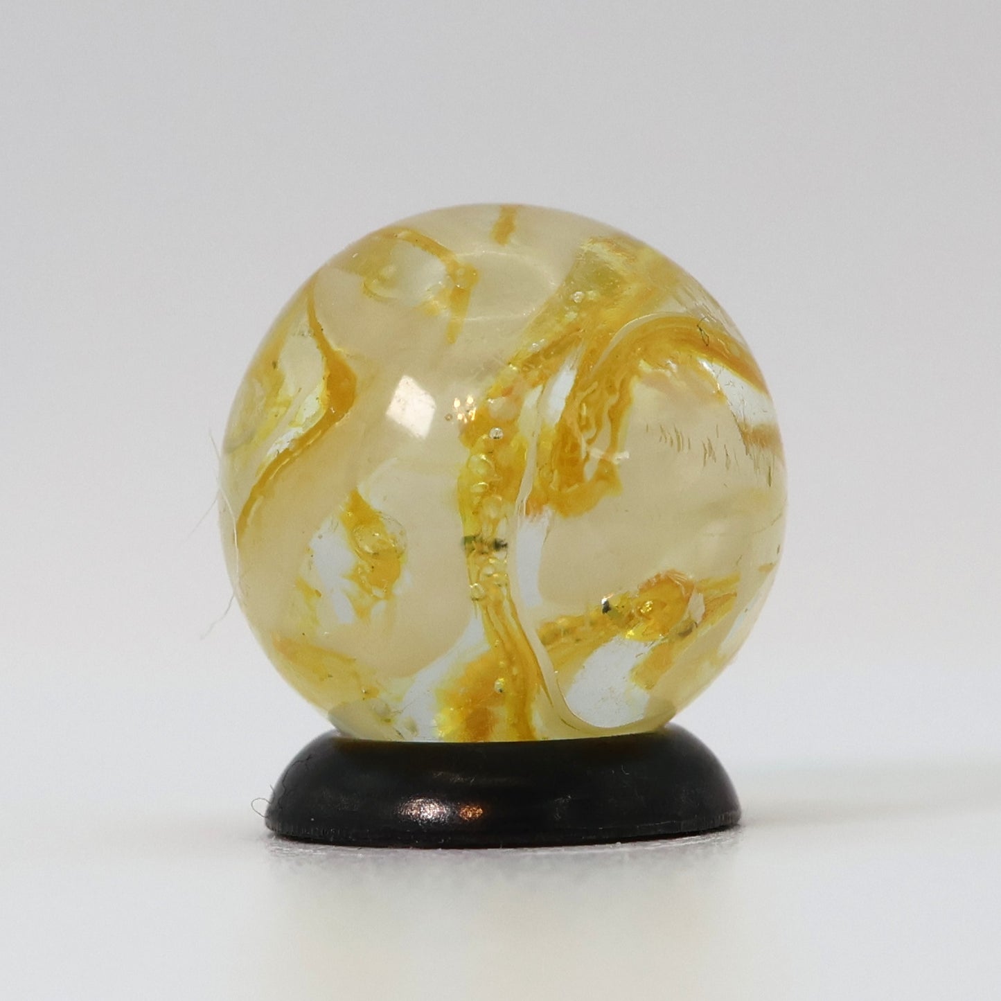 5/8" VINTAGE Veiligglas Marble Orange & White Ribbons UV MINT
