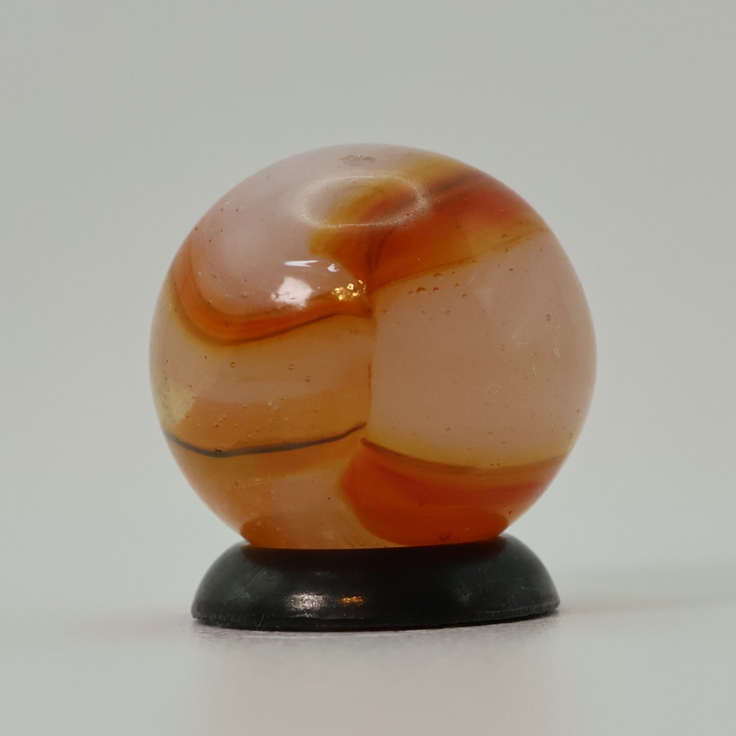 5/8" Peltier Rainbo Marble Orange w/horsehair of brown MINT