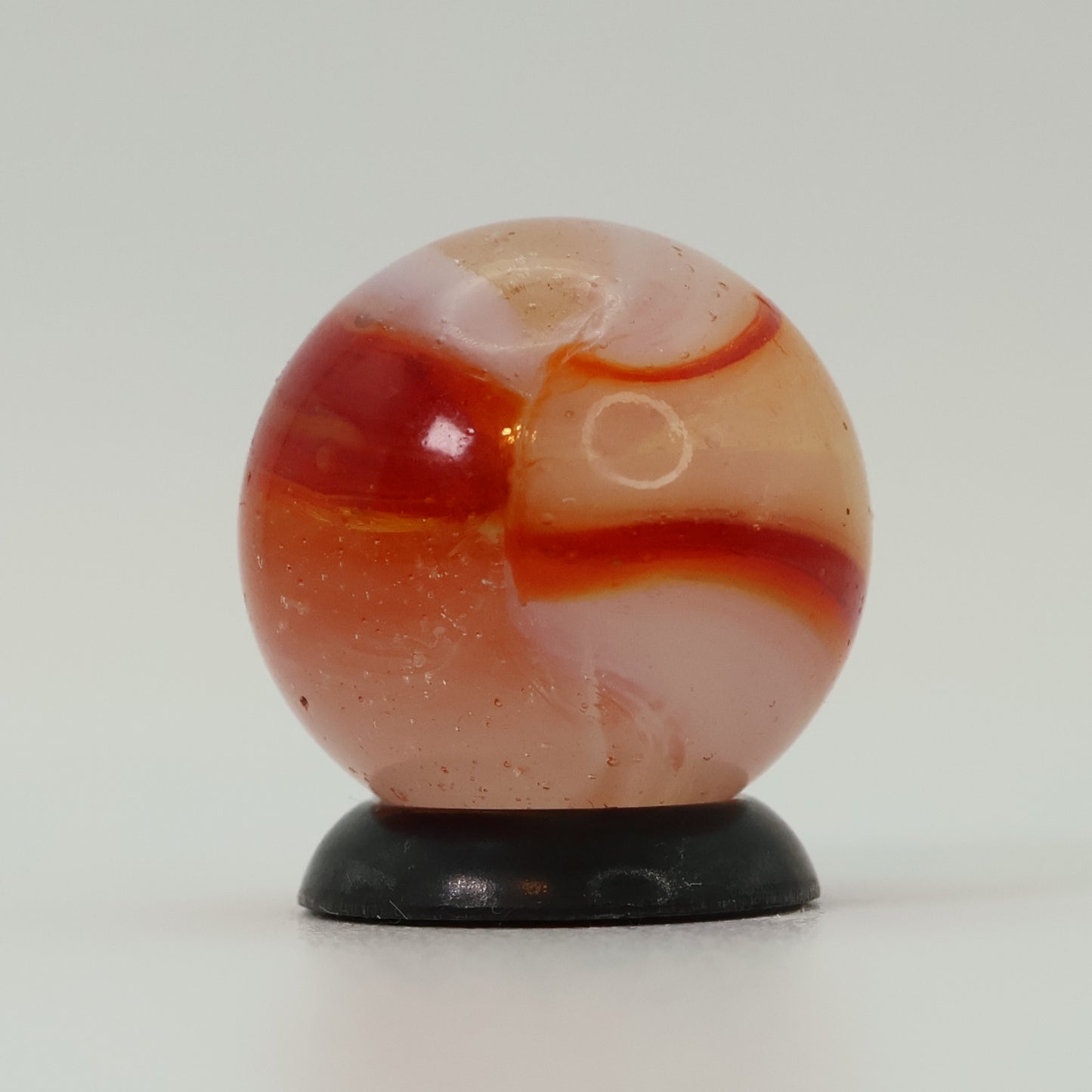 5/8" Peltier Clear Based Rainbo Marble Orange & Red Pronounced Seam UV MINT
