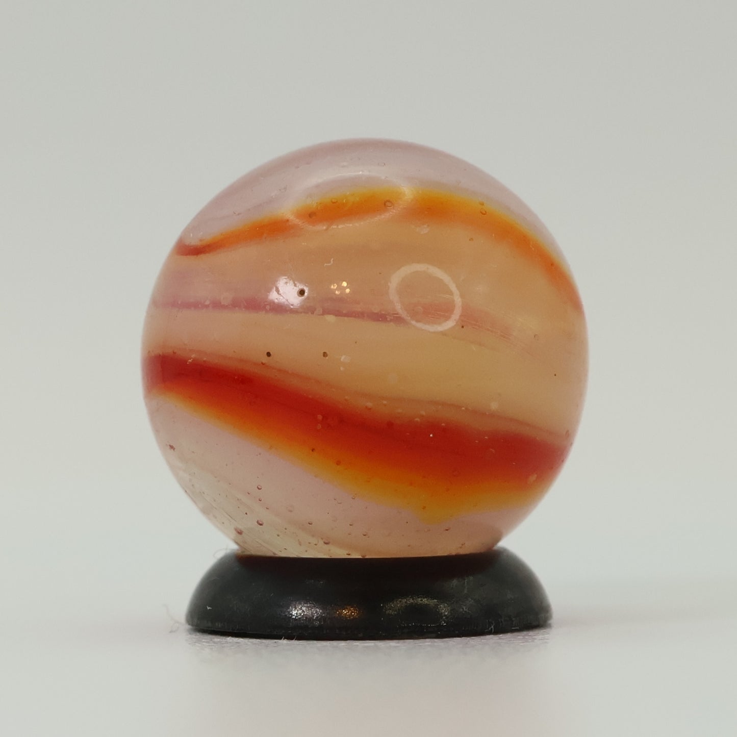 5/8" Peltier Clear Based Rainbo Marble Orange & Red Pronounced Seam UV MINT