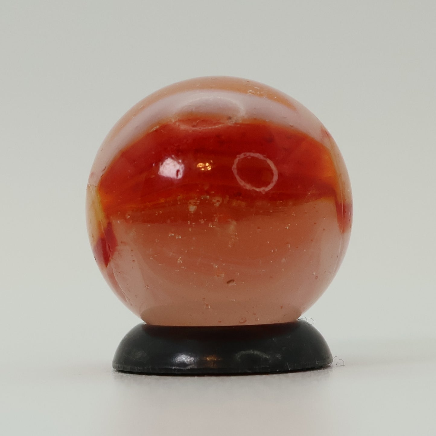 5/8" Peltier Clear Based Rainbo Marble Orange & Red Pronounced Seam UV MINT