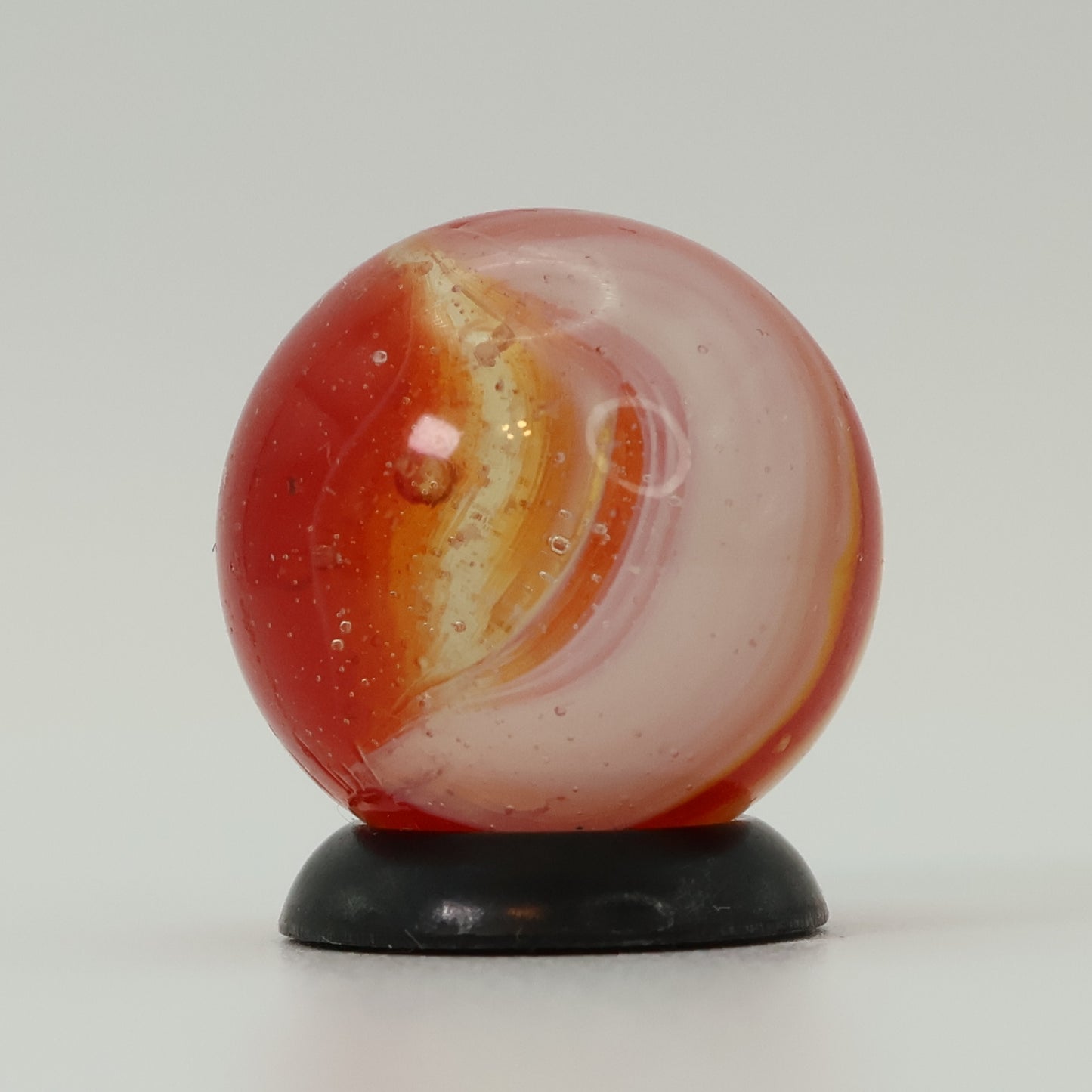 5/8" Peltier Clear Based Rainbo Marble Orange & Red Pronounced Seam UV MINT