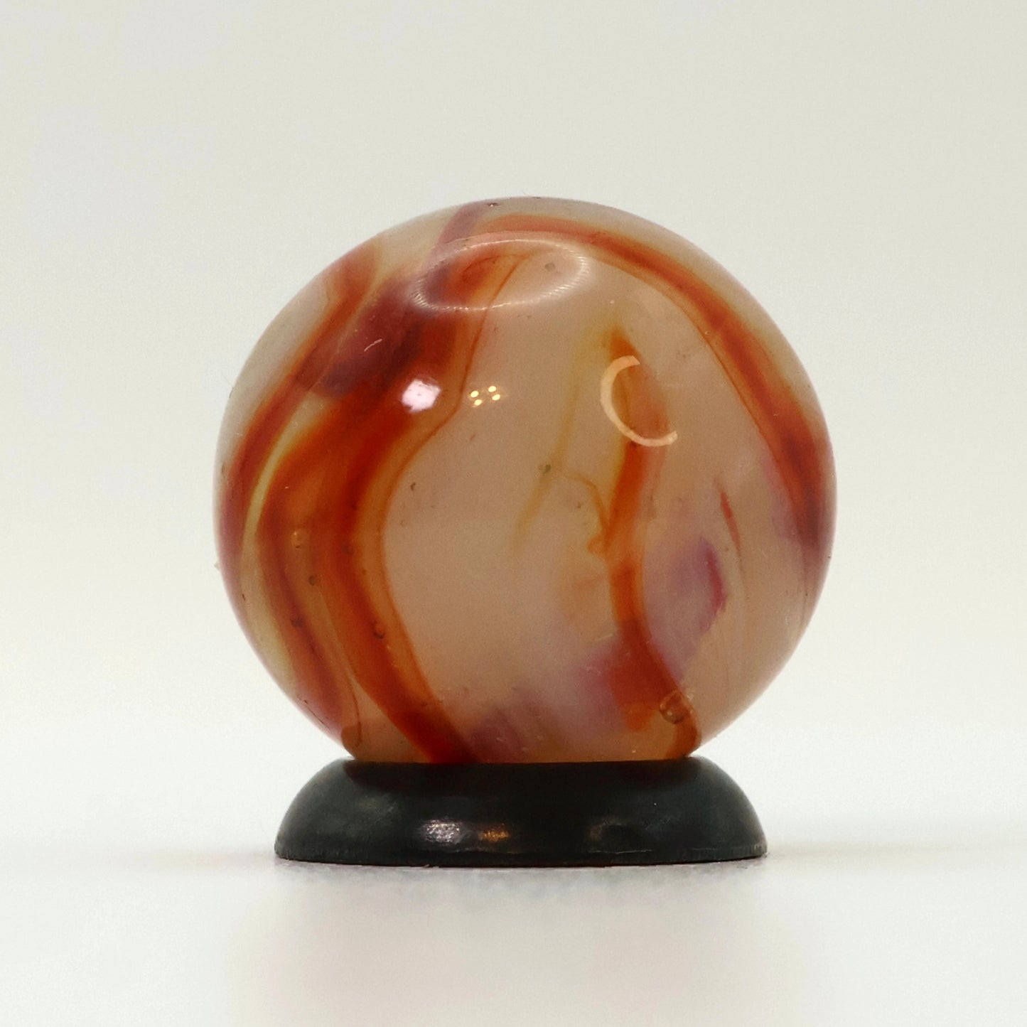 5/8" Gorgeous Vintage Swirl Marble Clear Base with Red & White Ribbons