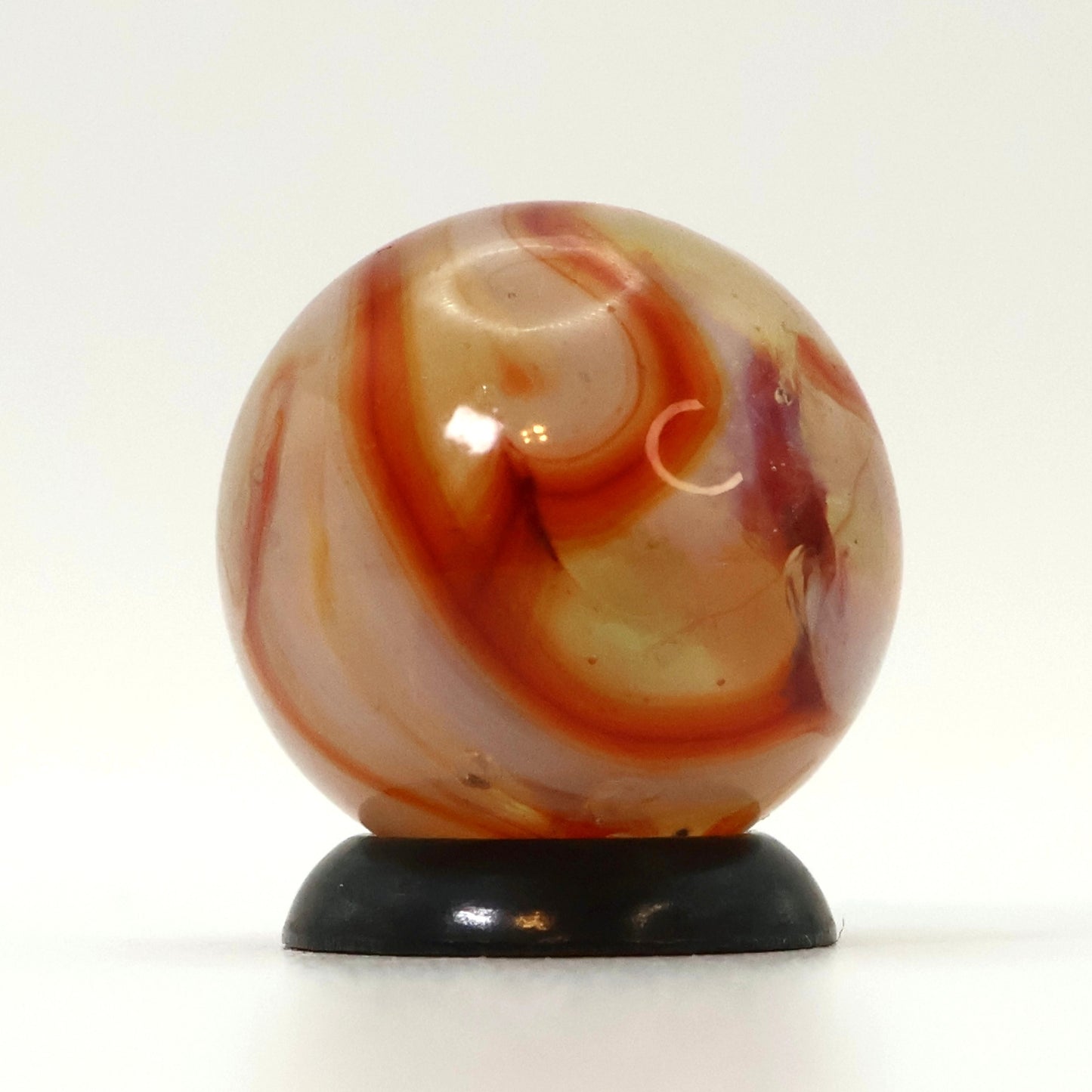 5/8" Gorgeous Vintage Swirl Marble Clear Base with Red & White Ribbons