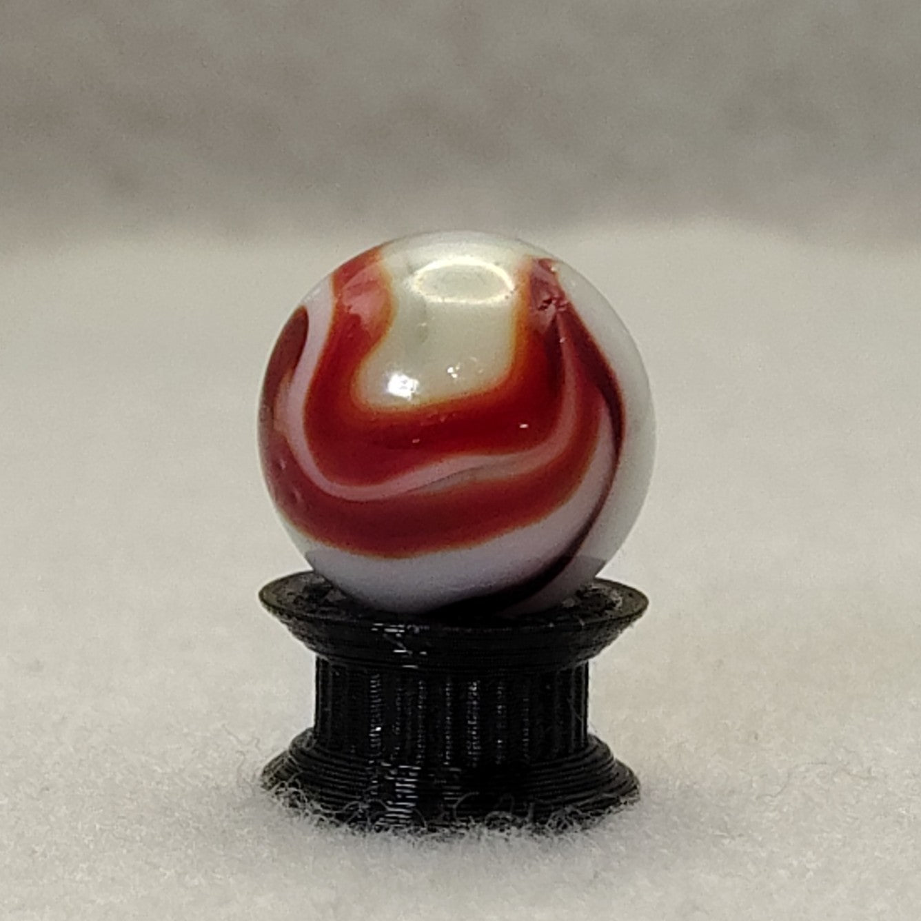 16mm Red & White Swirl Marble, Ravenswood? NM