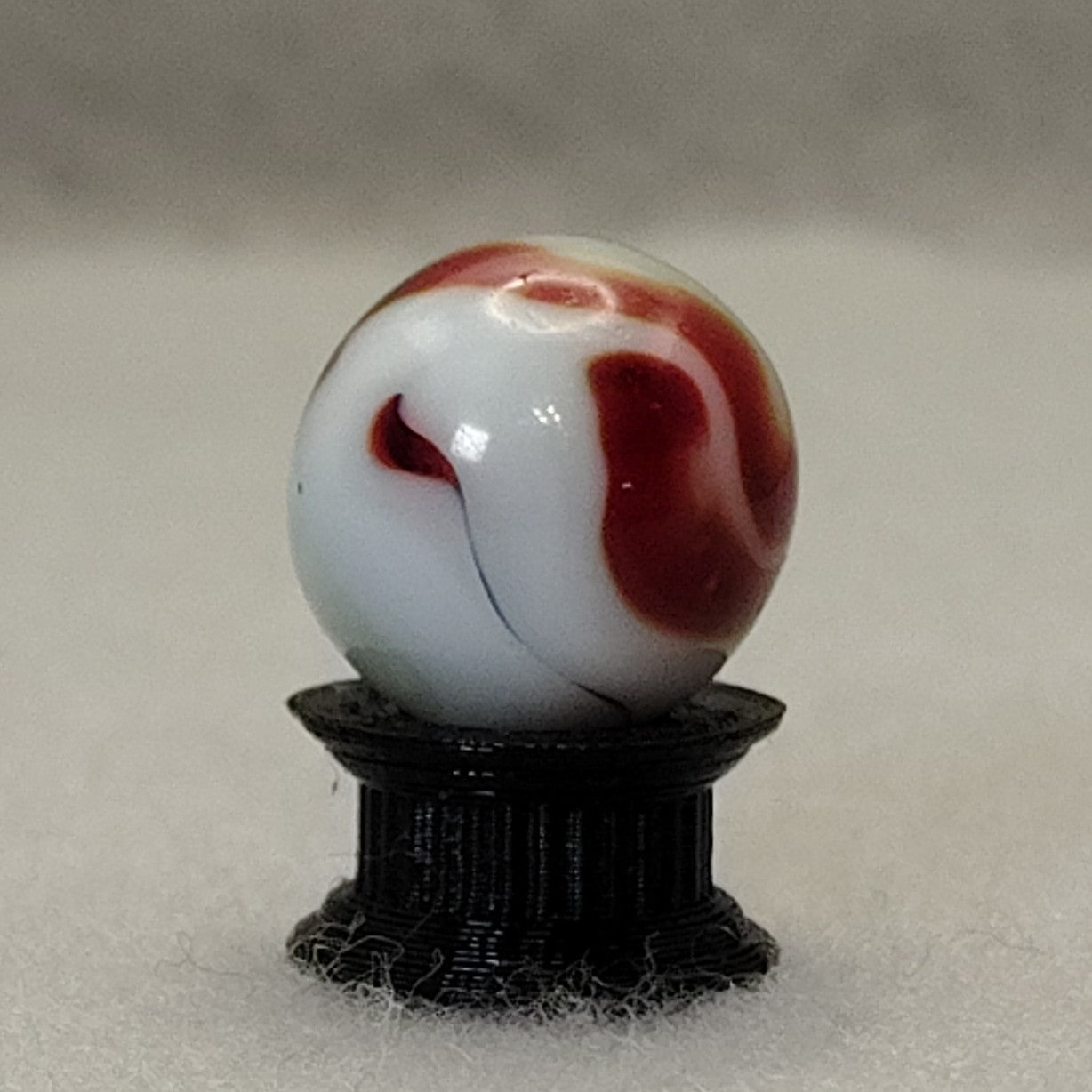 16mm Red & White Swirl Marble, Ravenswood? NM