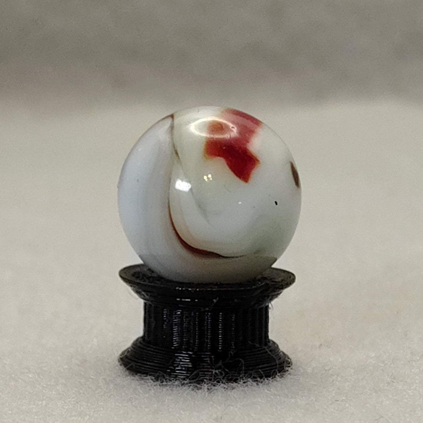 16mm Red & White Swirl Marble, Ravenswood? NM