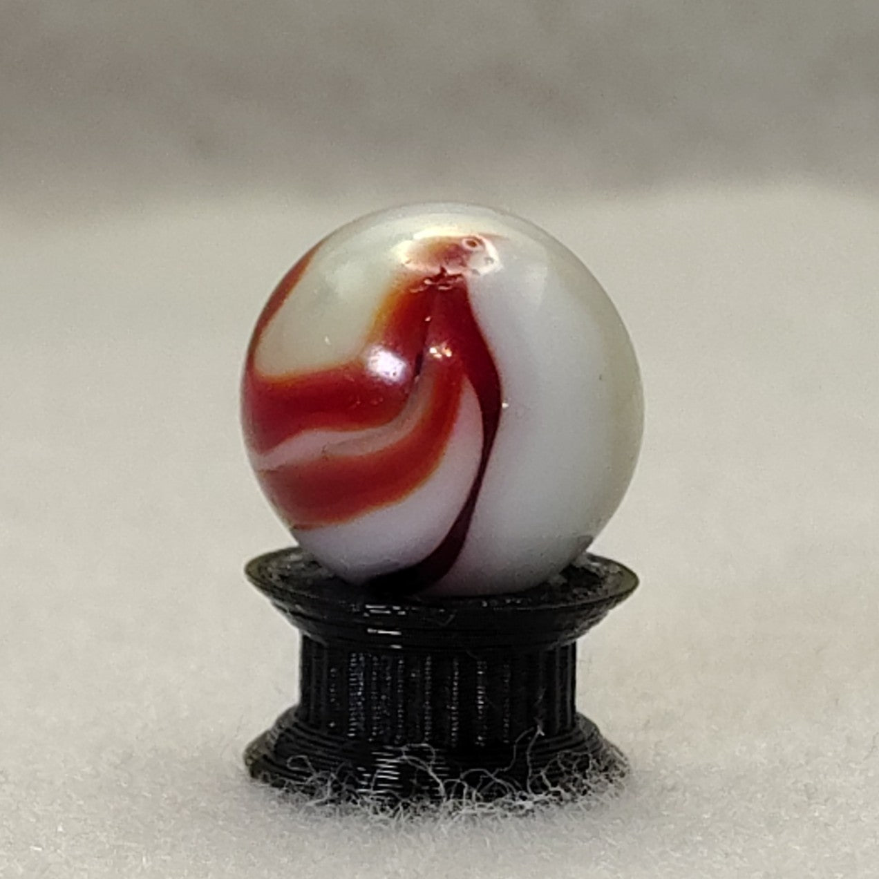 16mm Red & White Swirl Marble, Ravenswood? NM