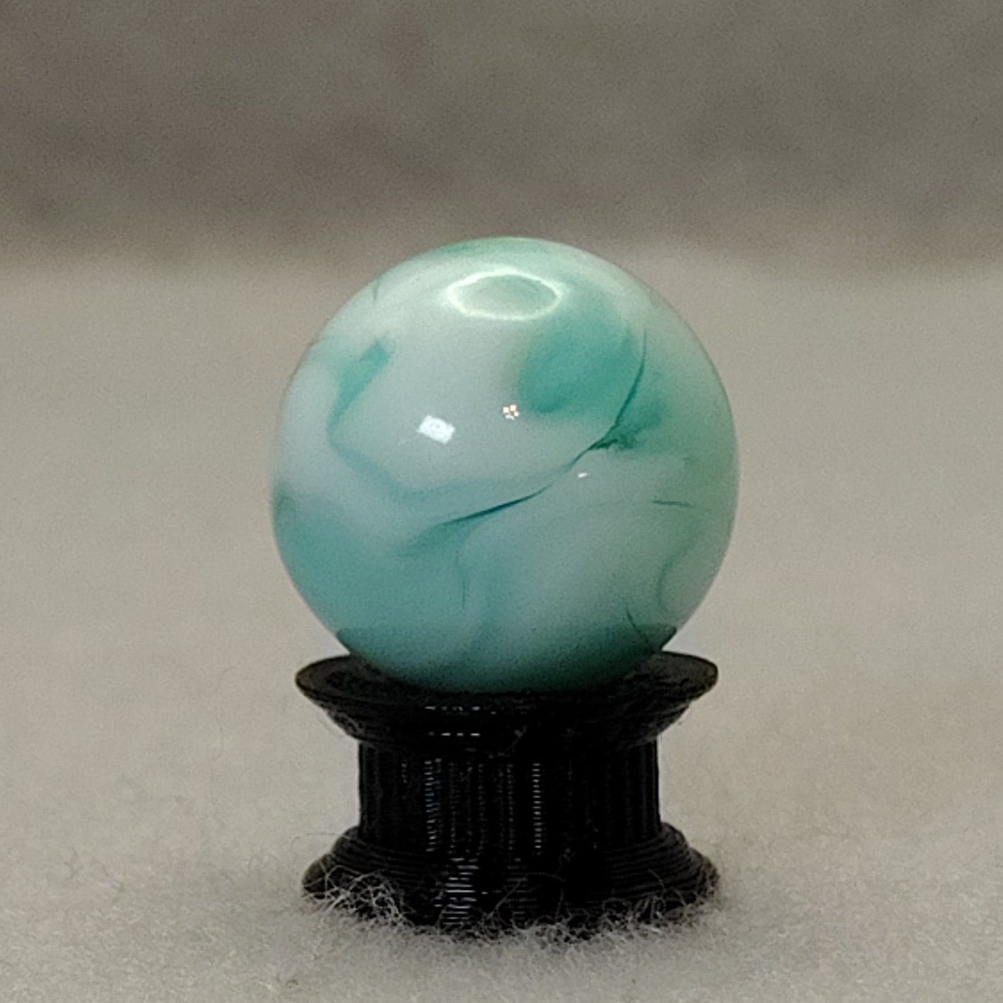 17.5mm Teal & White Swirl Marble Champion? Alley? NM+
