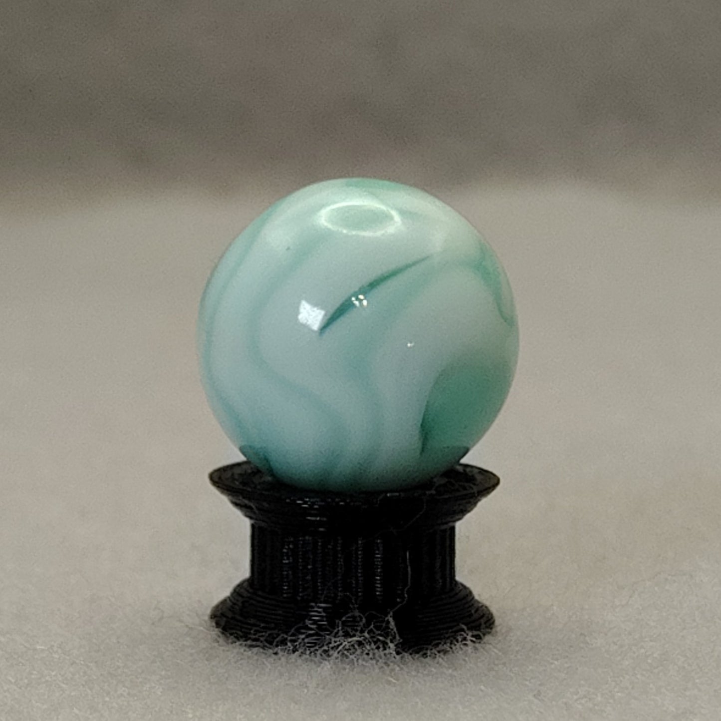 17.5mm Teal & White Swirl Marble Champion? Alley? NM+
