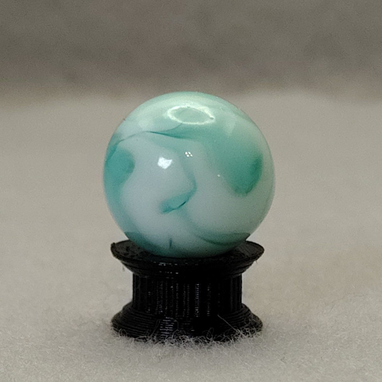 17.5mm Teal & White Swirl Marble Champion? Alley? NM+