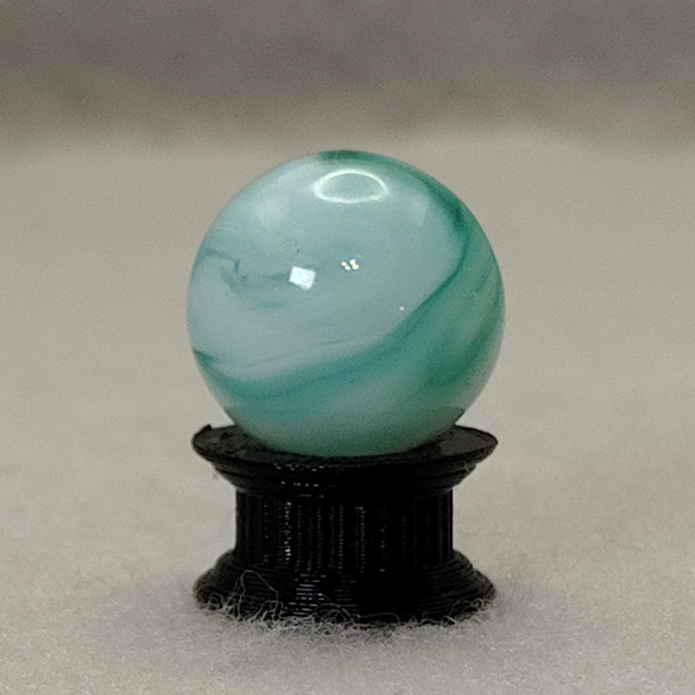 16.5mm Translucent Teal & White Swirl Marble, Ravenswood? Champion? NM+