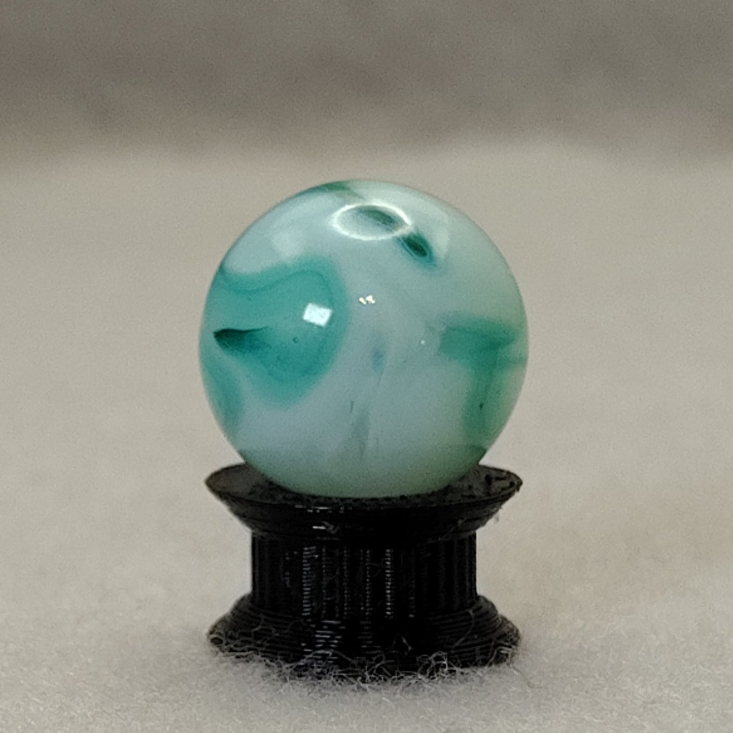 16.5mm Translucent Teal & White Swirl Marble, Ravenswood? Champion? NM+